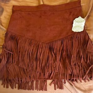 Altar’d State fringe skirt burnt orange L NWT